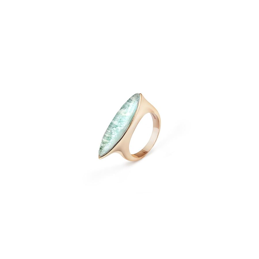 Anello Navetta oro rosa con amazzonite AURUM | AN1 NAV OROAU9R AMAZZ