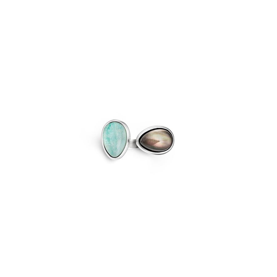 Anello Goccia con amazzonite e madreperla AURUM | AN2 GOCCEARG MOP GRI AMAZZ.