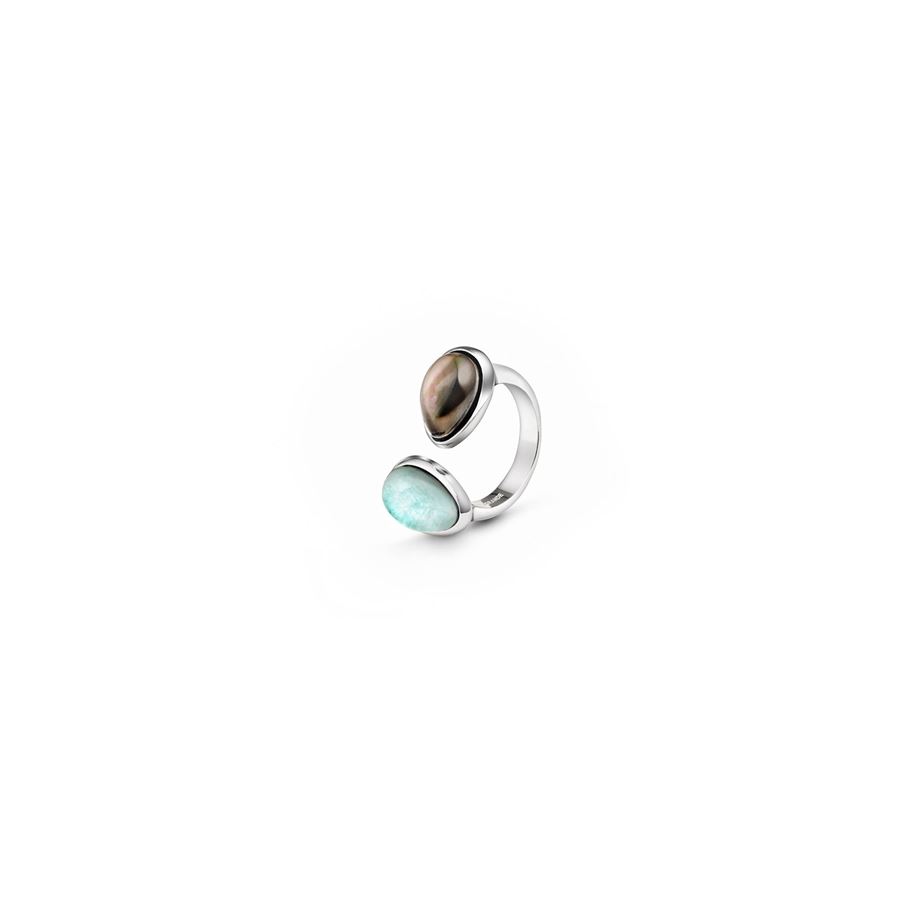 Anello Goccia con amazzonite e madreperla AURUM | AN2 GOCCEARG MOP GRI AMAZZ.