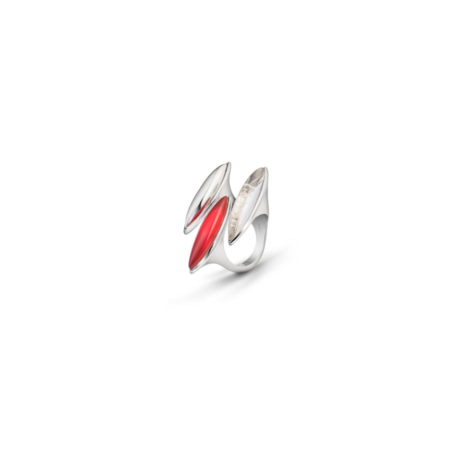 Anello Navetta 3 elementi AURUM | AN3 NAVETTAARG CDR ROSSA