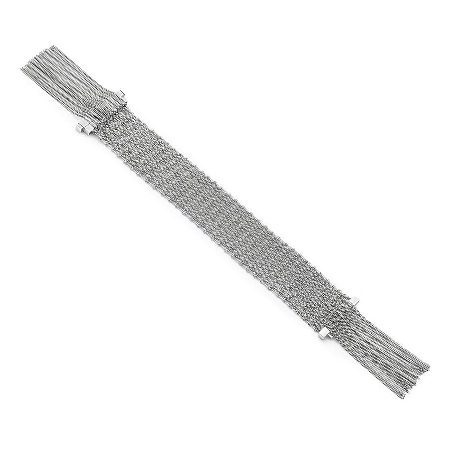 Silver knit bracelet with fringes SCIARPE | BR 2CMARGENTO