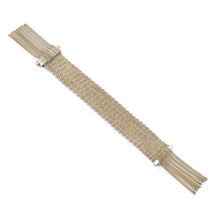 Silver knit bracelet with fringes SCIARPE | BR 2CMBICOLOR