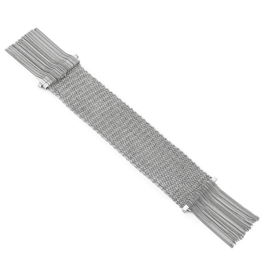 Bracciale in maglia d'argento con frange