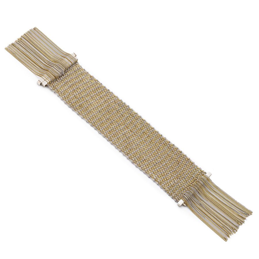Silver knit bracelet with fringes SCIARPE | BR 4CMBICOLOR