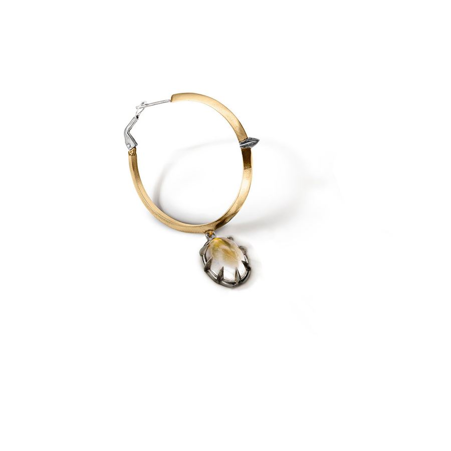 Bronze large 'Solis' hoop earring with crystal SOLIS | OR2 G CABBRO AGN