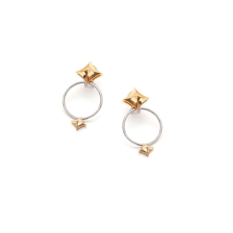 Small 'Solis' earrings with circles and rhombus SOLIS | OR CER/ROMS