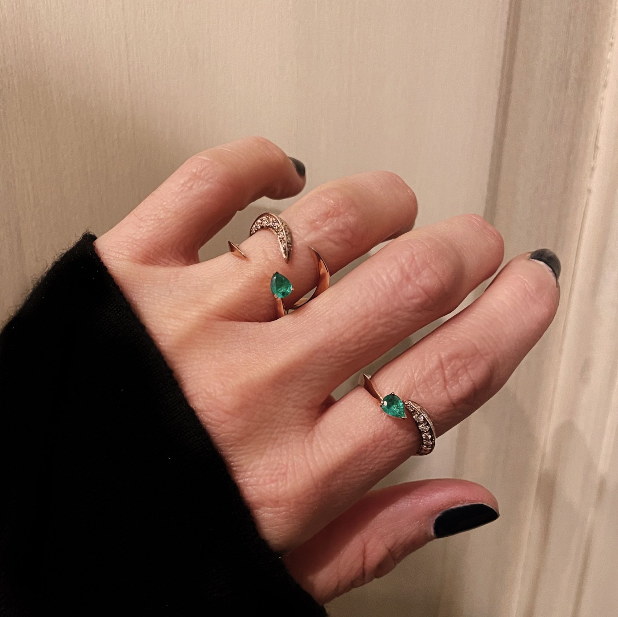 Two-element 'Solis' ring with emerald SOLIS | AN2 SMRLD E PAVÈAU9R CT.0,30 + 0,30