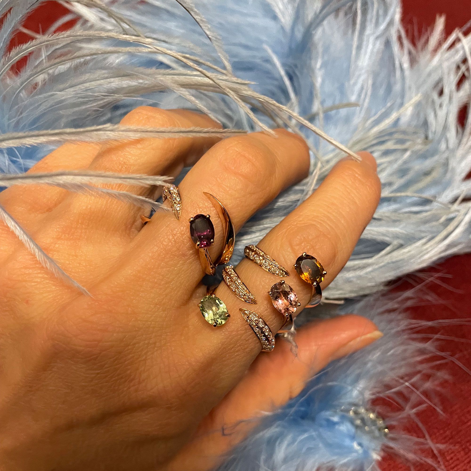 Two elements 'Solis' ring in rose gold with tourmaline SOLIS | AN2 TORM PVAU9R VD CT.0,60 + 0,30